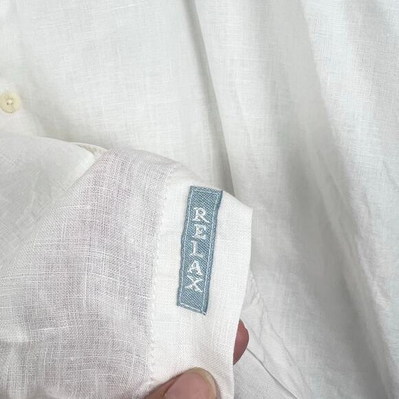 Tommy Bahama White Linen Breezer Button-Up Long Sleeve Men's Shirt Beach XXL - Picture 5 of 10